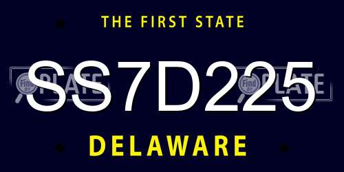 SS7D225 Delaware License Plate