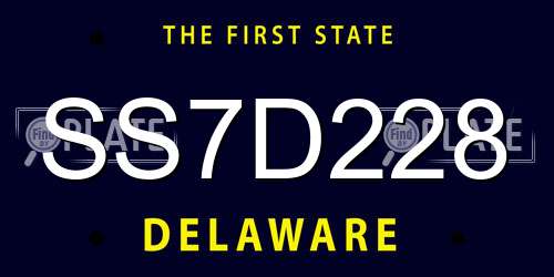 SS7D228 Delaware License Plate