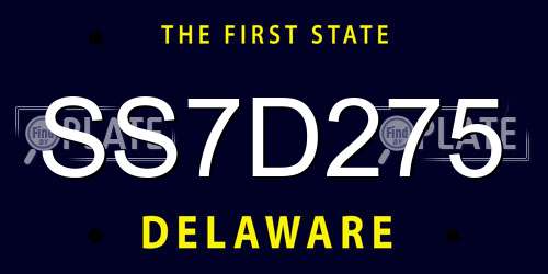 SS7D275 Delaware License Plate
