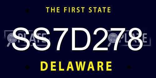 SS7D278 Delaware License Plate