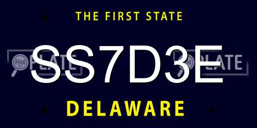 SS7D3E Delaware License Plate