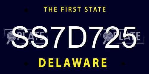 SS7D725 Delaware License Plate