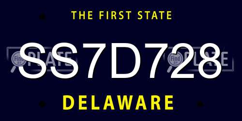 SS7D728 Delaware License Plate