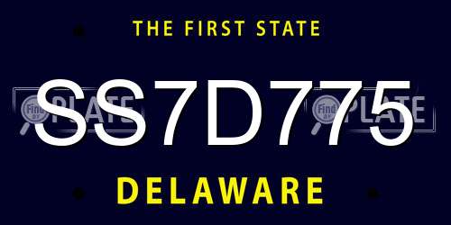 SS7D775 Delaware License Plate