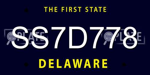 SS7D778 Delaware License Plate