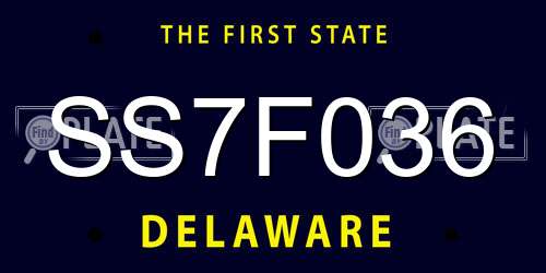 SS7F036 Delaware License Plate