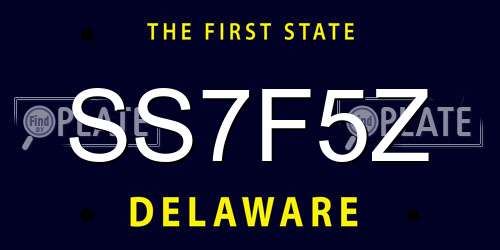 SS7F5Z Delaware License Plate