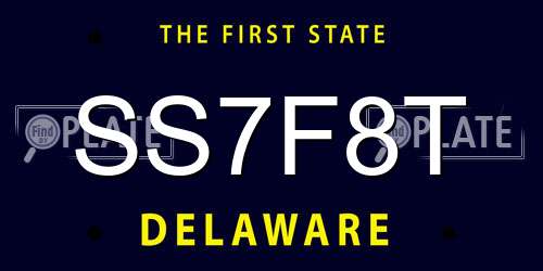 SS7F8T Delaware License Plate