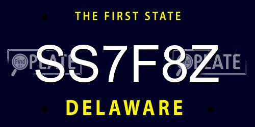 SS7F8Z Delaware License Plate