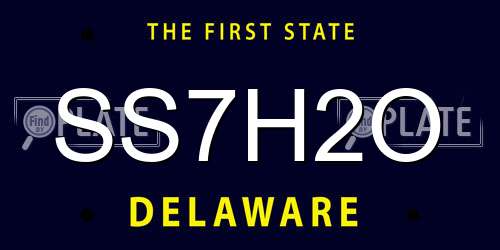 SS7H2O Delaware License Plate
