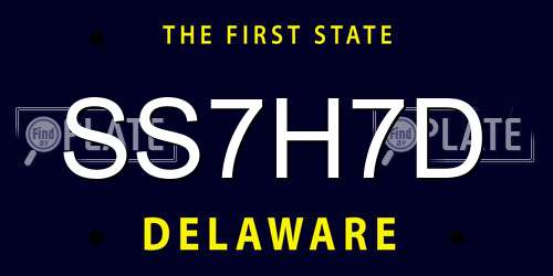 SS7H7D Delaware License Plate