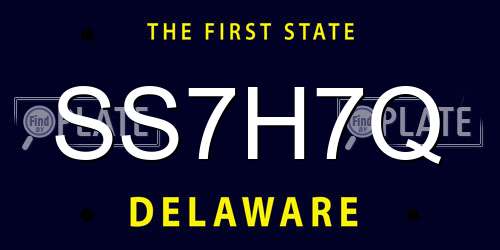 SS7H7Q Delaware License Plate