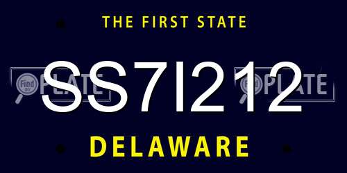 SS7I212 Delaware License Plate