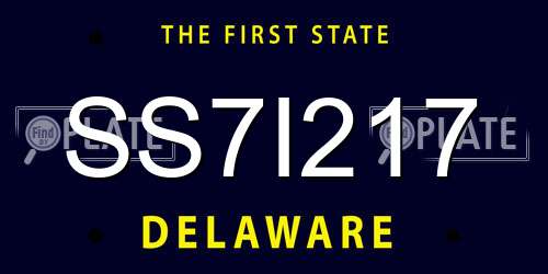 SS7I217 Delaware License Plate