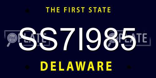 SS7I985 Delaware License Plate