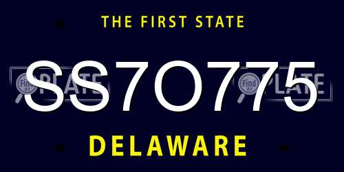 SS7O775 Delaware License Plate