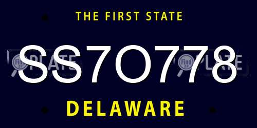 SS7O778 Delaware License Plate