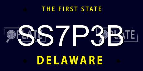 SS7P3B Delaware License Plate