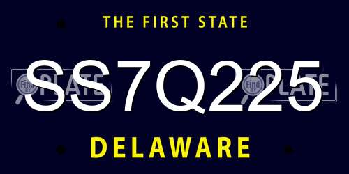 SS7Q225 Delaware License Plate