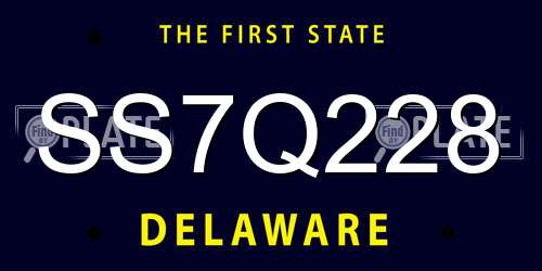 SS7Q228 Delaware License Plate