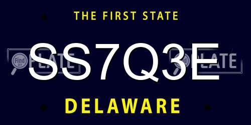 SS7Q3E Delaware License Plate