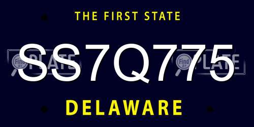 SS7Q775 Delaware License Plate