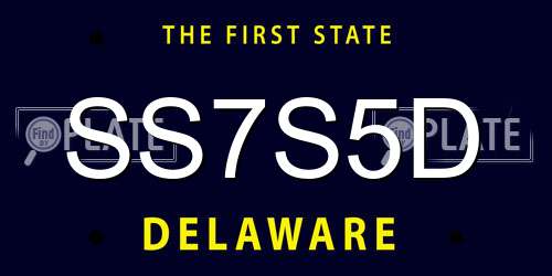 SS7S5D Delaware License Plate