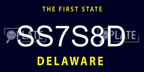 SS7S8D Delaware License Plate