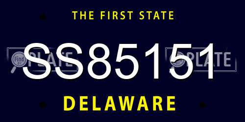 SS85151 Delaware License Plate