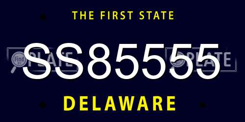 SS85555 Delaware License Plate