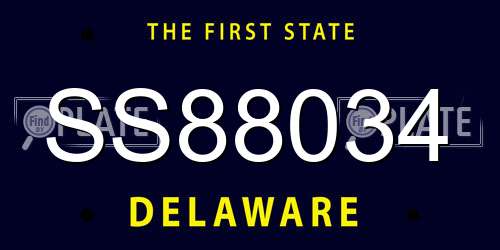 SS88034 Delaware License Plate