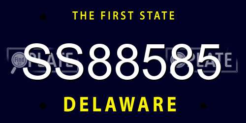 SS88585 Delaware License Plate