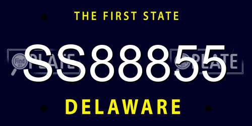 SS88855 Delaware License Plate