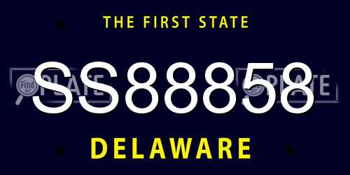 SS88858 Delaware License Plate