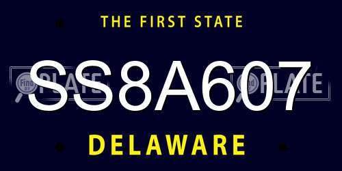 SS8A607 Delaware License Plate