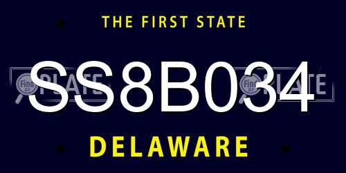 SS8B034 Delaware License Plate