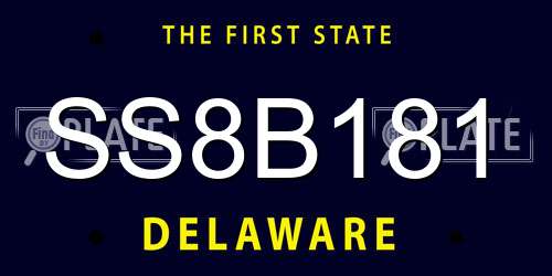 SS8B181 Delaware License Plate