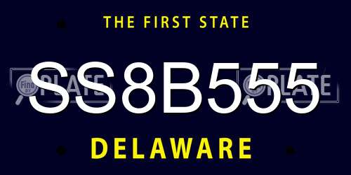SS8B555 Delaware License Plate