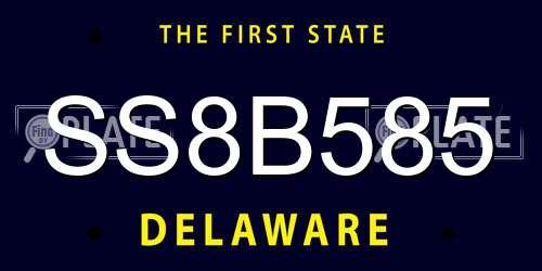 SS8B585 Delaware License Plate