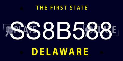 SS8B588 Delaware License Plate