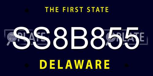 SS8B855 Delaware License Plate