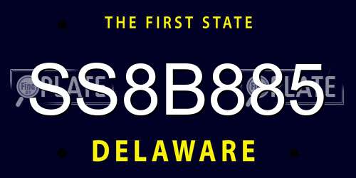 SS8B885 Delaware License Plate