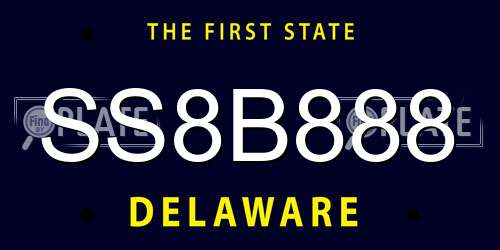 SS8B888 Delaware License Plate
