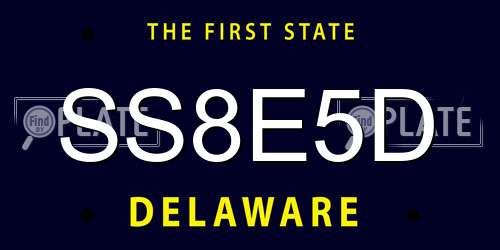 SS8E5D Delaware License Plate