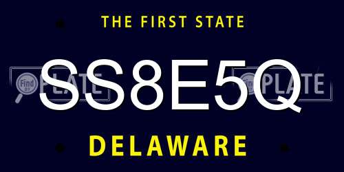 SS8E5Q Delaware License Plate