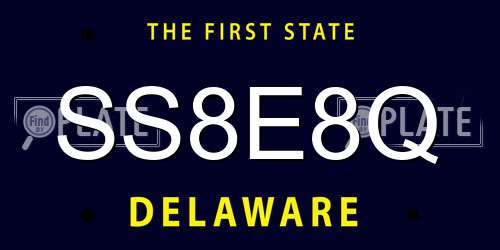 SS8E8Q Delaware License Plate