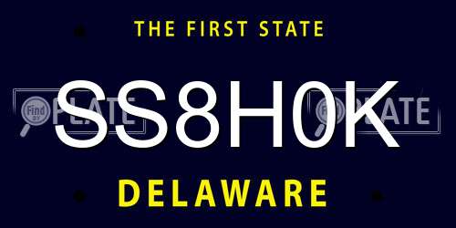 SS8H0K Delaware License Plate