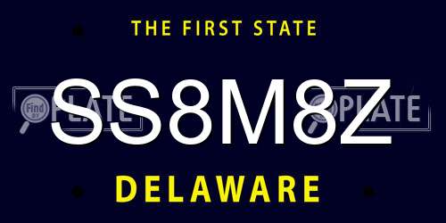SS8M8Z Delaware License Plate