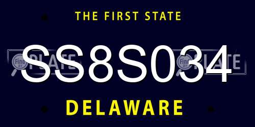 SS8S034 Delaware License Plate