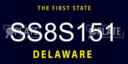 SS8S151 Delaware License Plate